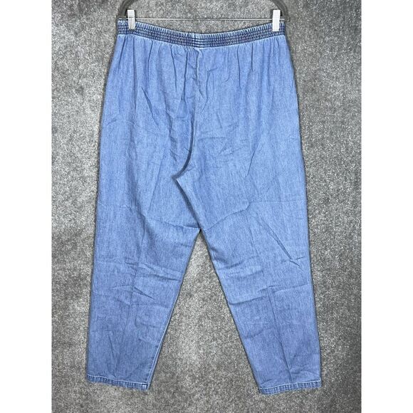 Vintage Orvis Elastic Waist Jeans Womens Size Large Blue Cotton Pockets Pull On - Picture 2 of 7
